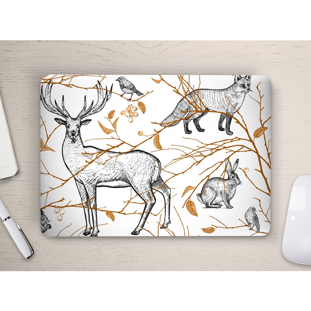 Hand Drawn Forest Animals Deer Fox Rabbit UNIVERSAL Laptop Skin ...