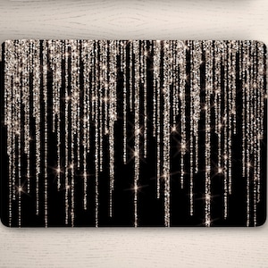 Faux Dripping Gold Glitter Sparkle on Black UNIVERSAL Laptop Skin, Computer Skin, Laptop Sticker Decal, Full Coverage Protective Laptop Skin