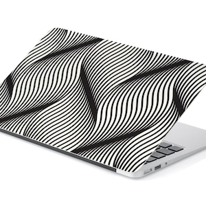 Hairline Swirls Vertical Illusion Waves Laptop Skin, Macbook Skin, Computer Decal Sticker Full Coverage Laptop Skin