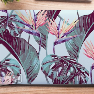 Colorful Tropical Floral and Leaves Laptop Skin, Macbook Skin, Computer Decal Sticker Full Coverage Laptop Skin