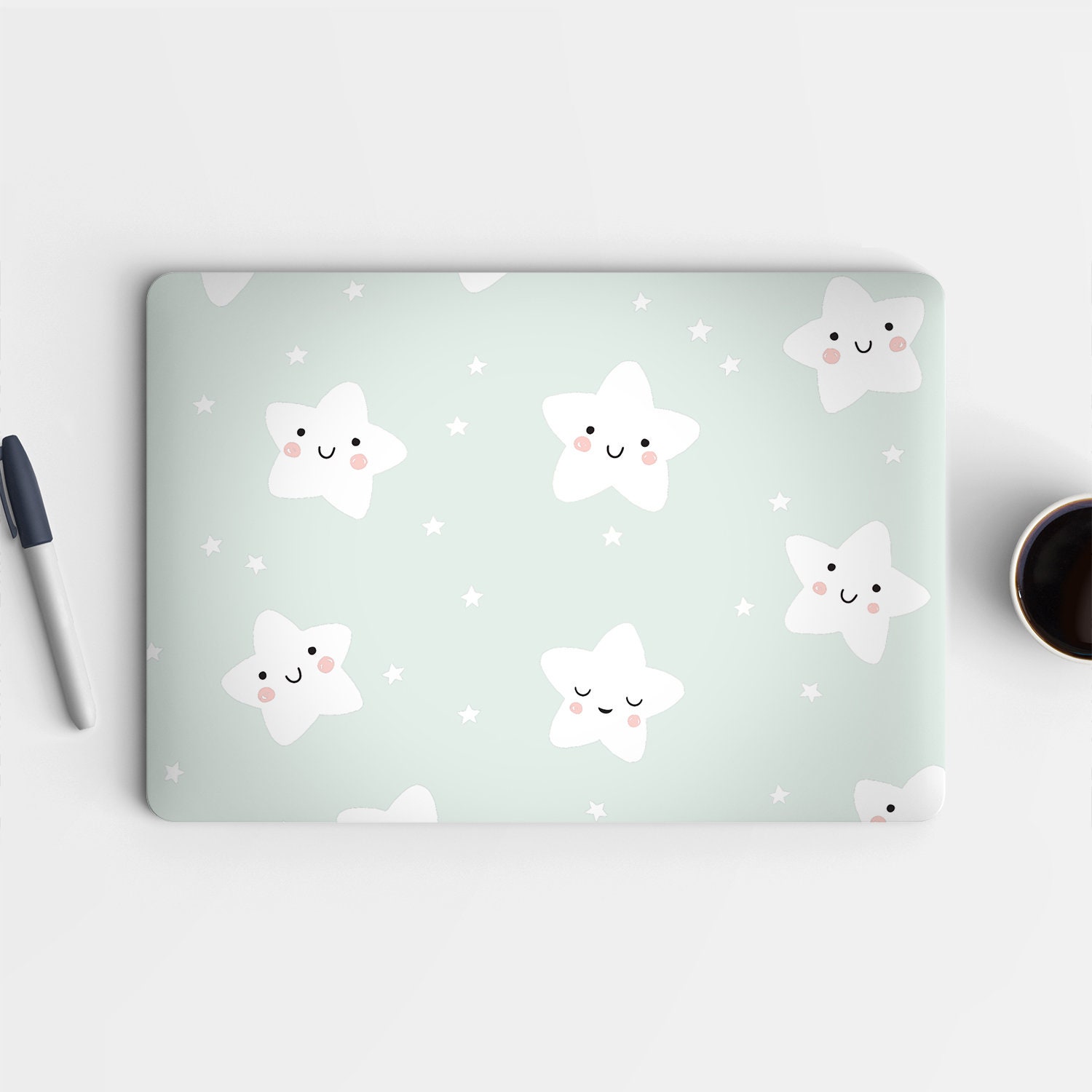 Pastel Cute Baby Kawaii Smiling Stars UNIVERSAL Laptop Skin, Computer ...