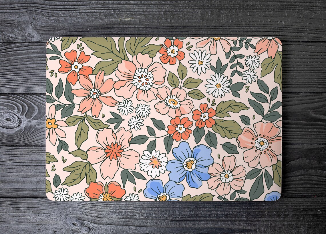 Pink Orange Blue Graphic Flowers Floral UNIVERSAL Laptop Skin, Computer ...