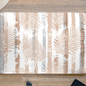Marrone Beige Grigio Tropic Foglie Bamboo Cream UNIVERSAL Laptop Skin, Computer Skin, Laptop Sticker Decal, Full Coverage Protective Laptop Skin