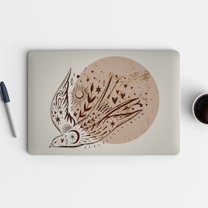 Sun Moon Dove Bird Olive Branch Pink UNIVERSAL Laptop Skin, Computer Skin, Laptop Sticker Decal, Full Coverage Protective Laptop Skin