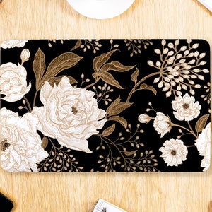 Elegant Black and White Floral Flower Pattern Universal Laptop Skin, Computer Decal Sticker, Premium 3m Vinyl Laptop Sticker Skin