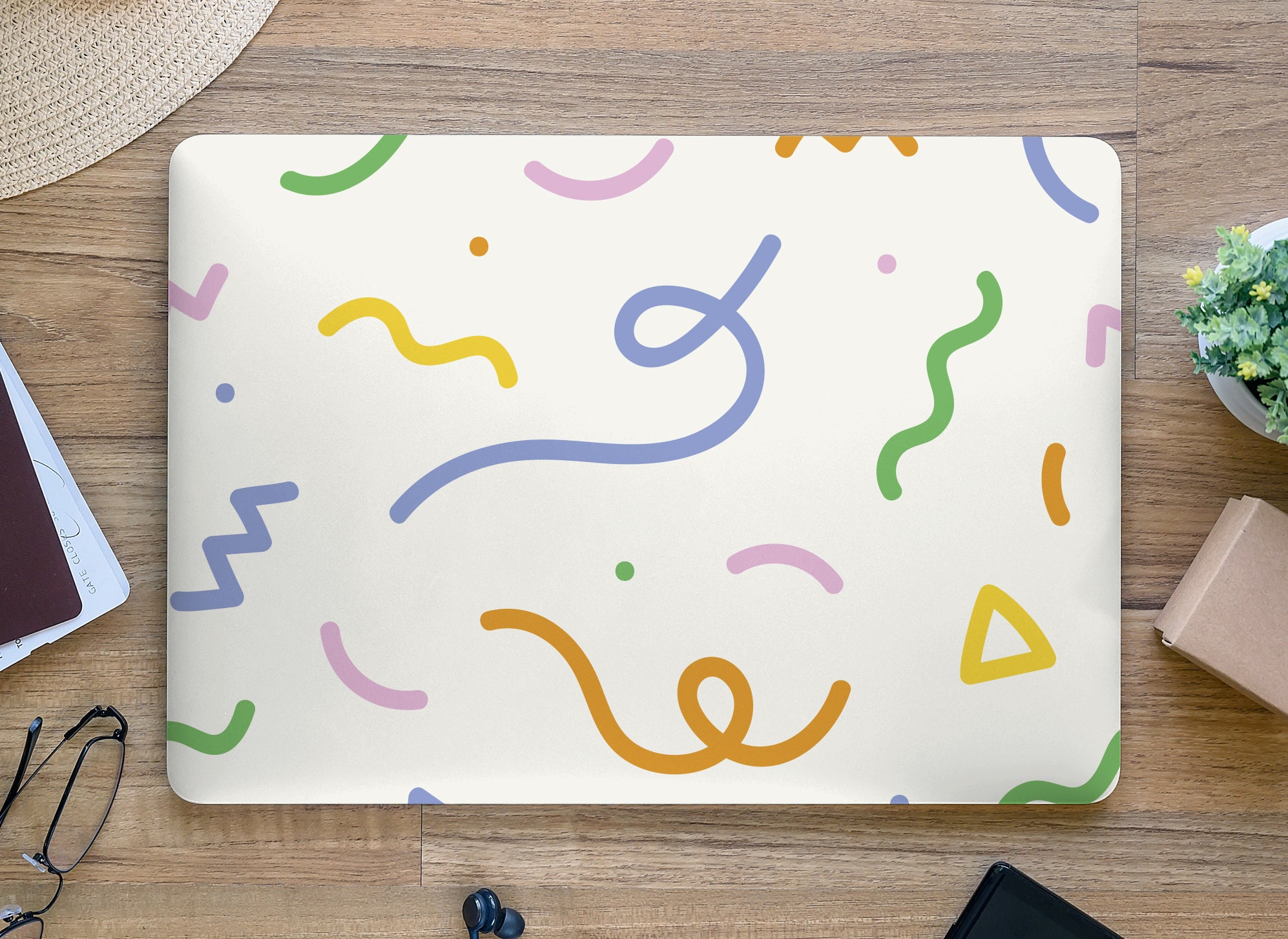 Pastel Rainbow Confetti Abstract Shapes UNIVERSAL Laptop Skin, Computer ...