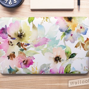 Floral Watercolor Beautiful Flower Pattern Design Laptop Skin, Macbook Skin, Computer Decal Sticker Full Coverage Laptop Skin