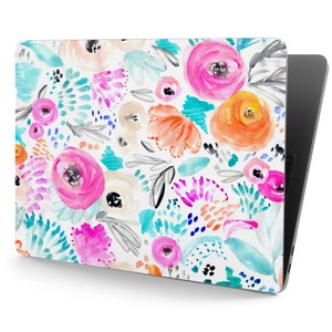 Simple Watercolor Flowers and Leaf Shapes Universal Laptop Skin, Computer Decal Sticker, Premium 3m Vinyl Laptop Sticker Skin
