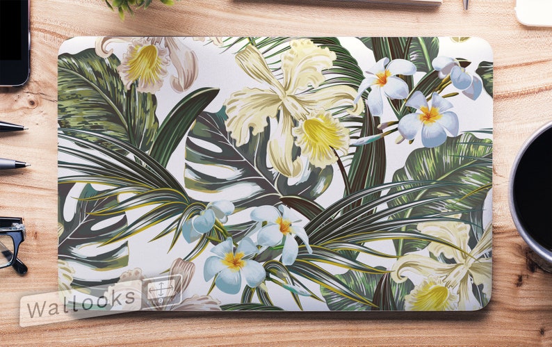 Computer Decal Sticker Full Coverage Laptop Skin Macbook Skin Floral Tropical Flowers Nature Artsy Laptop Skin