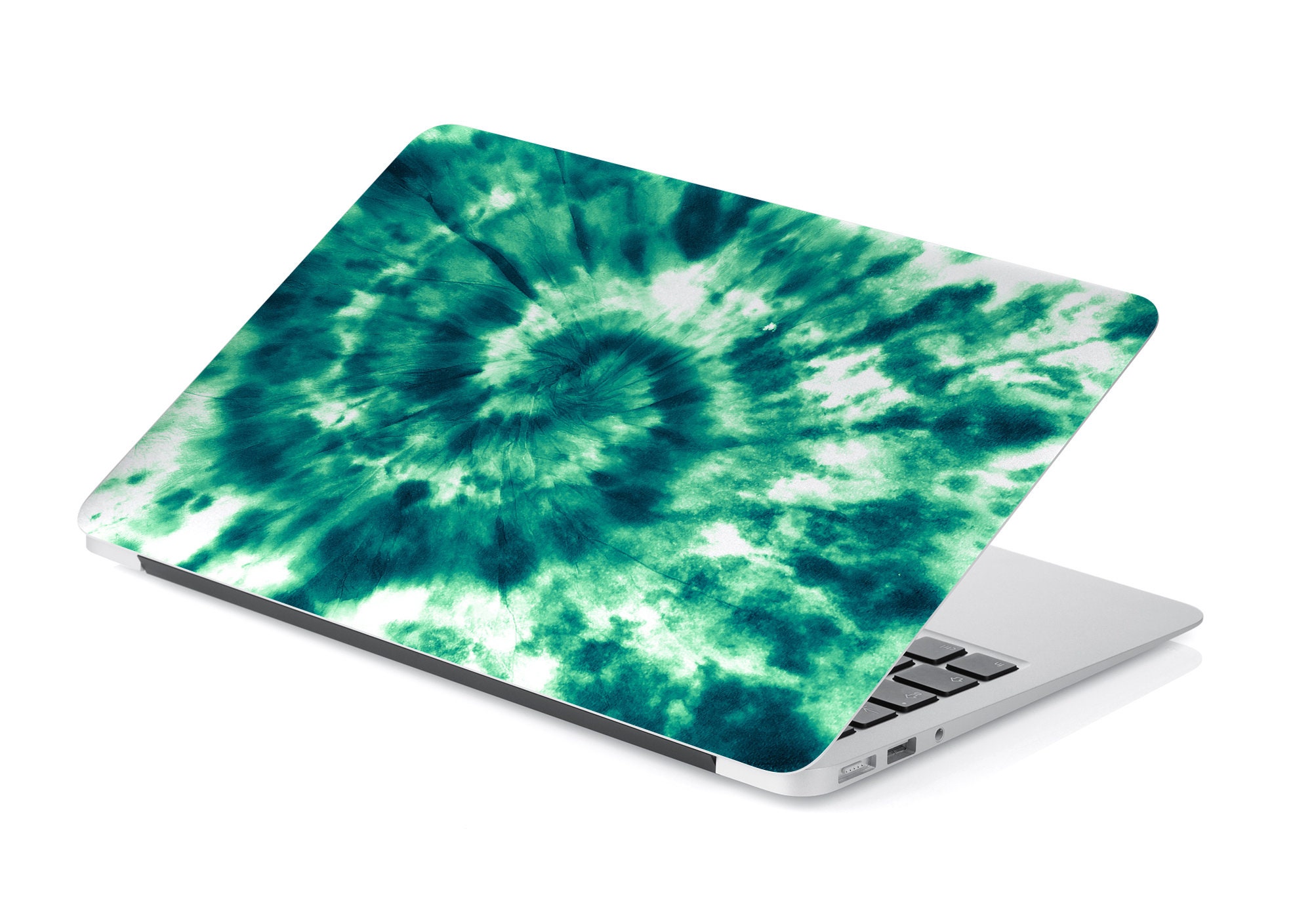 Dark Emerald Green & White Tie Dye Swirl UNIVERSAL Laptop Skin ...