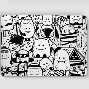 Cartoon Monster Buddies Simple Illustration Pattern Laptop Skin, Macbook Skin, Computer Decal Sticker Full Coverage Laptop Skin