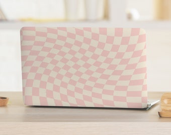 Pink & White Stretched Checkerboard Pattern UNIVERSAL Laptop Skin, Computer Skin, Laptop Sticker Decal, Full Coverage Protective Laptop Skin