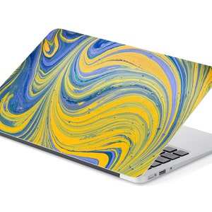 Paint Can Mixed Blue and Yellow Abstract Laptop Skin, Macbook Skin, Computer Decal Sticker Full Coverage Laptop Skin