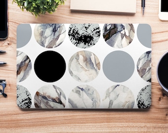 Black, Grey, Beige Watercolor Circles Discs UNIVERSAL Laptop Skin, Computer Skin, Laptop Sticker Decal, Full Coverage Protective Laptop Skin