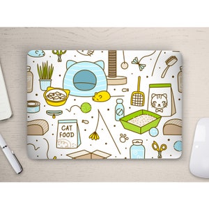 Cartoon Kitty Cat Paradise Toy Food Treat Universal Laptop Skin, Computer Decal Sticker Full Coverage Laptop Premium 3m Vinyl Laptop Sticker