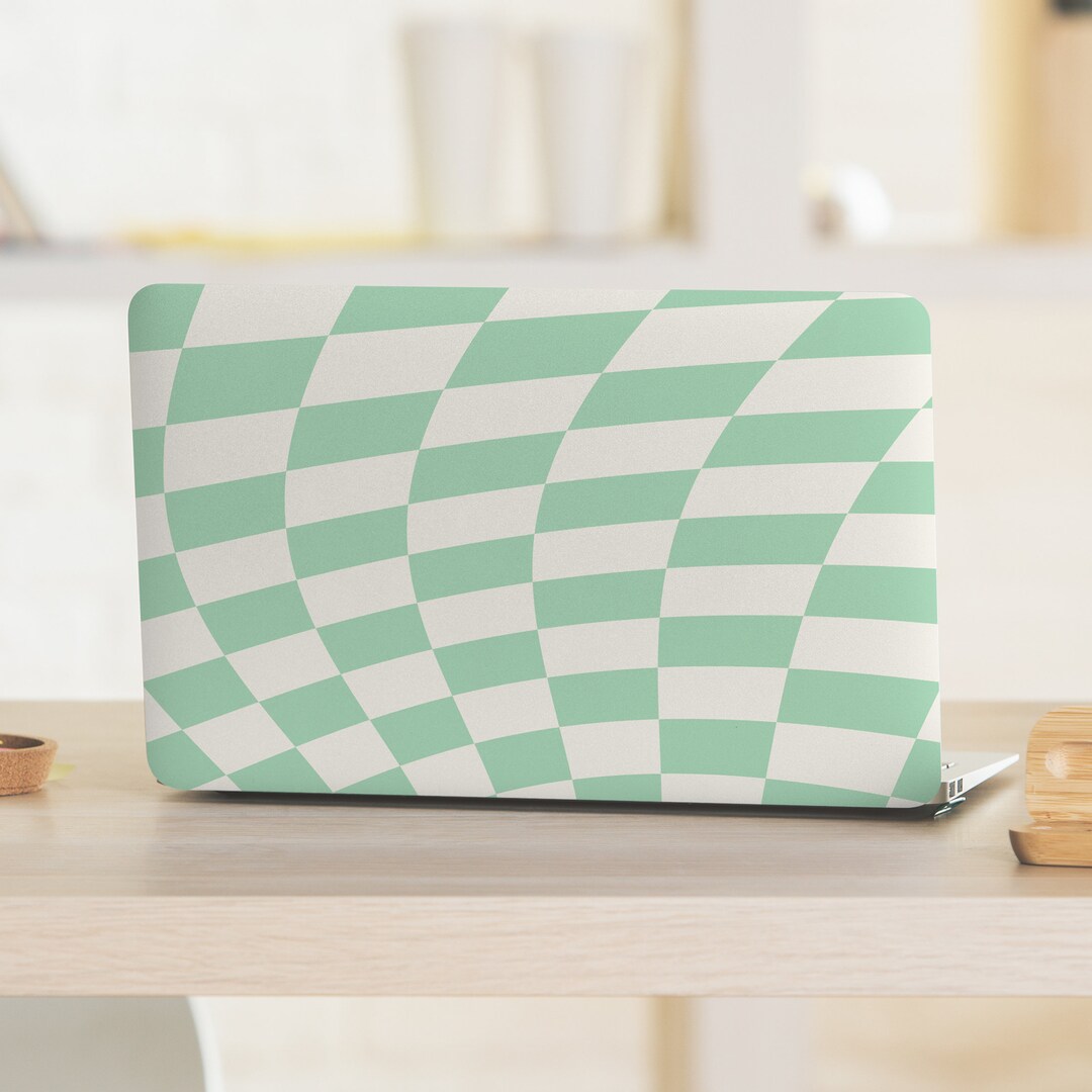 Mint Green & White Stretched Checkerboard UNIVERSAL Laptop Skin ...