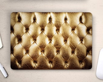 Metallic Gold Quilted Leather Cushion UNIVERSAL Laptop Skin, Computer Skin, Laptop Sticker Decal, Full Coverage Protective Laptop Skin