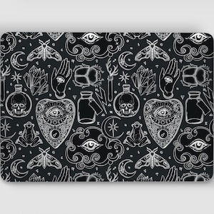 Black & White Witchy Potion Magic Spells UNIVERSAL Laptop Skin, Computer Skin, Laptop Sticker Decal, Full Coverage Protective Laptop Skin
