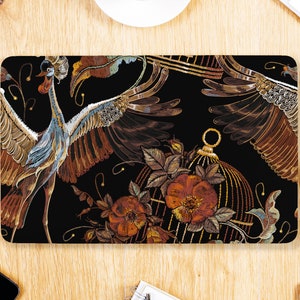 Kunstzinnige elegante vogels met zwarte achtergrond universele laptop huid, computer sticker volledige dekking laptop premium 3m vinyl laptop sticker