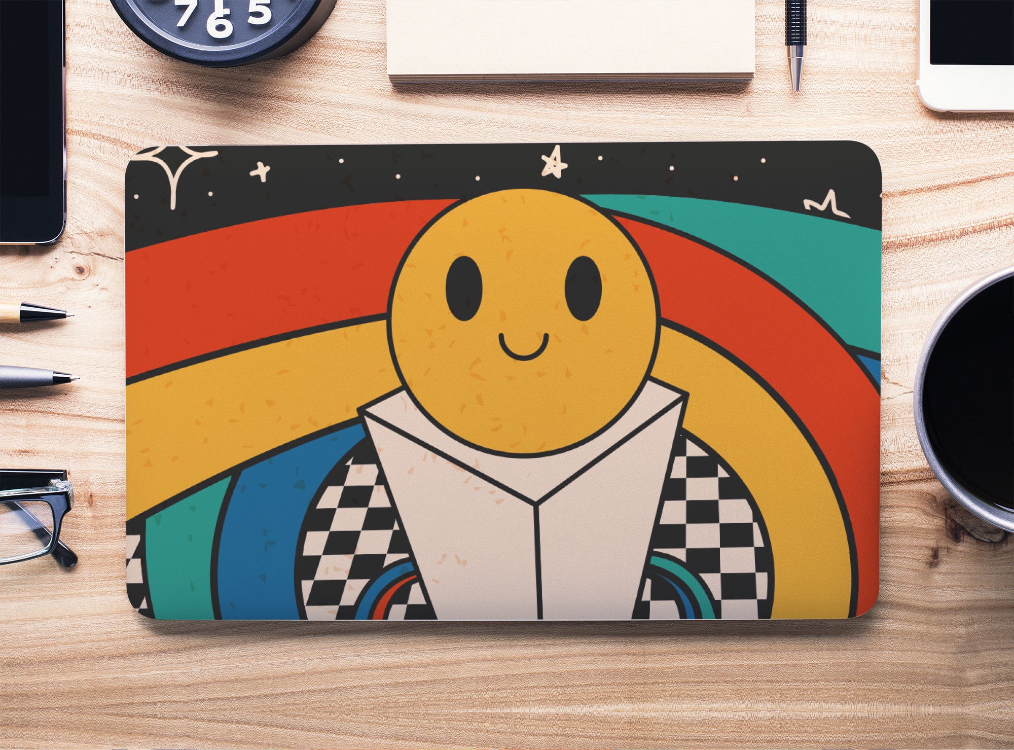 Simple Smiley Face W/ Bold Colored Curves UNIVERSAL Laptop Skin ...