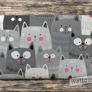 Crowd of Smiling Cats Illustration Laptop Skin, Macbook Skin, Computer Decal Sticker Full Coverage Laptop Skin
