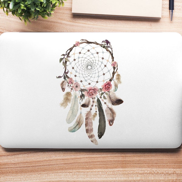 Boho Native Dreamcatcher Roses & Feathers UNIVERSAL Laptop Skin, Computer Skin, Laptop Sticker Decal, Full Coverage Protective Laptop Skin