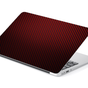Black and Red Carbon Fiber Vignette Pattern Laptop Skin, Macbook Skin, Computer Decal Sticker Full Coverage Universal Laptop Skin