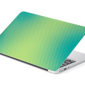 Blue and Yellow Halftone Pattern Laptop Skin, Macbook Skin, Computer Decal Sticker Full Coverage Laptop Skin