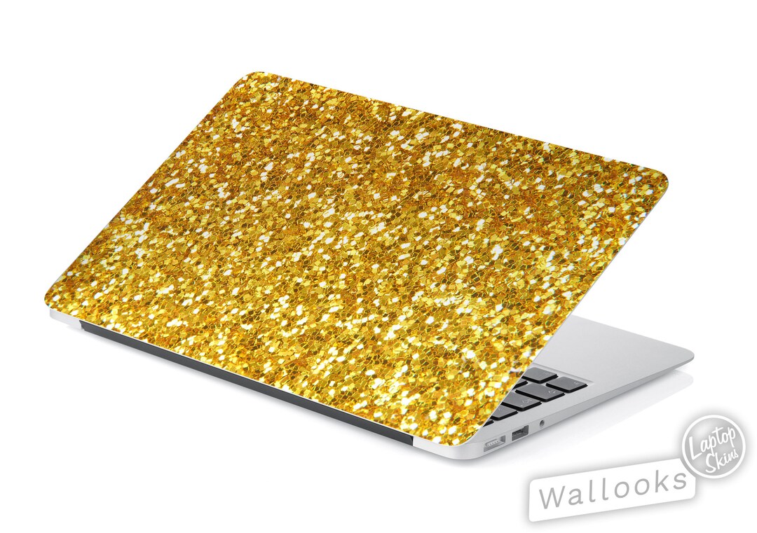Gold Computer Monitor Sticker Chunky Gold Glitter Sparkle Flakes Design Universal Laptop Skin ...