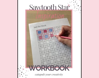 Cuaderno de trabajo de inspiración para colchas imprimible con estrella de dientes de sierra