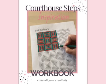 Cuaderno de ejercicios de inspiración para colchas imprimible con pasos del juzgado