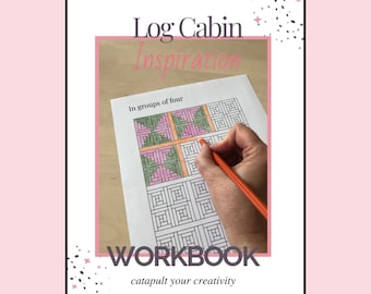 Cuaderno de trabajo de inspiración para colchas imprimibles de cabaña de troncos