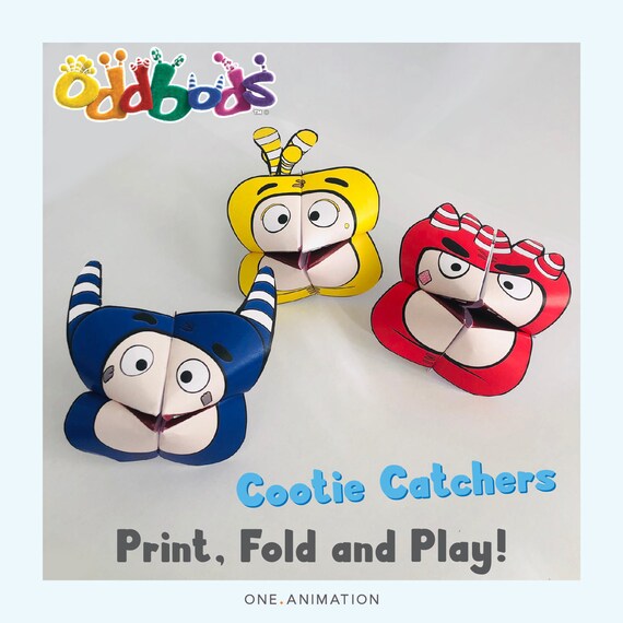oddbods printable cootie catchers fun activity for kids etsy
