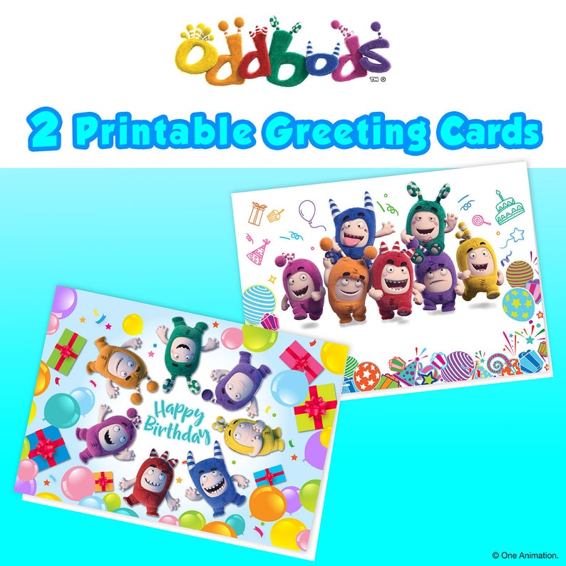 oddbods printable greeting card diy message and happy etsy