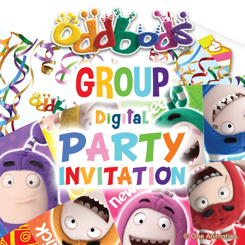 oddbods group printable diy party invitation card art collectibles digital prints noveltea house