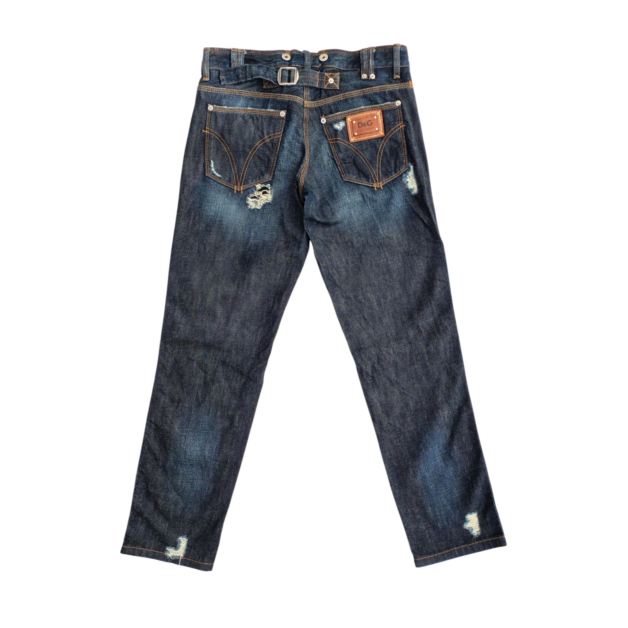 Dolce Gabbana Y2K Mens Jeans: Distressed Denim Pants Early 2000s 