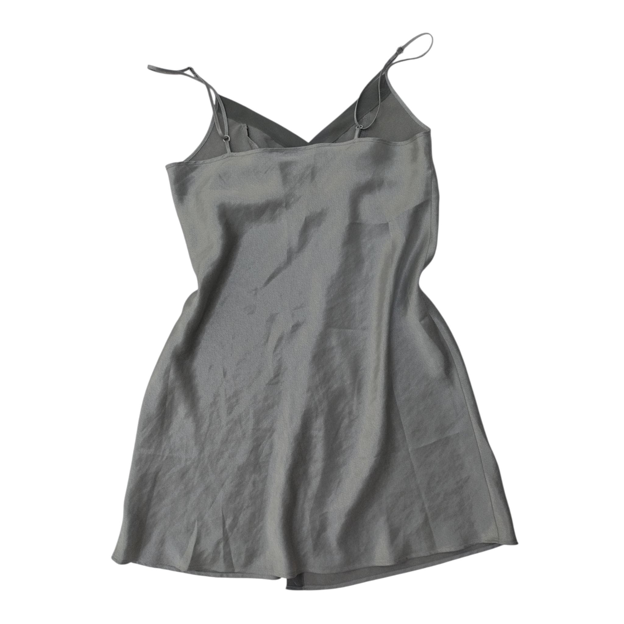 kate moss grey dress Archive 90s Minimalist Liquid Metal Slip – Silver Metallic Mini – Y2K Model off Duty, Indie Sleaze, Grunge Aesthetic M kate moss silver slip dress