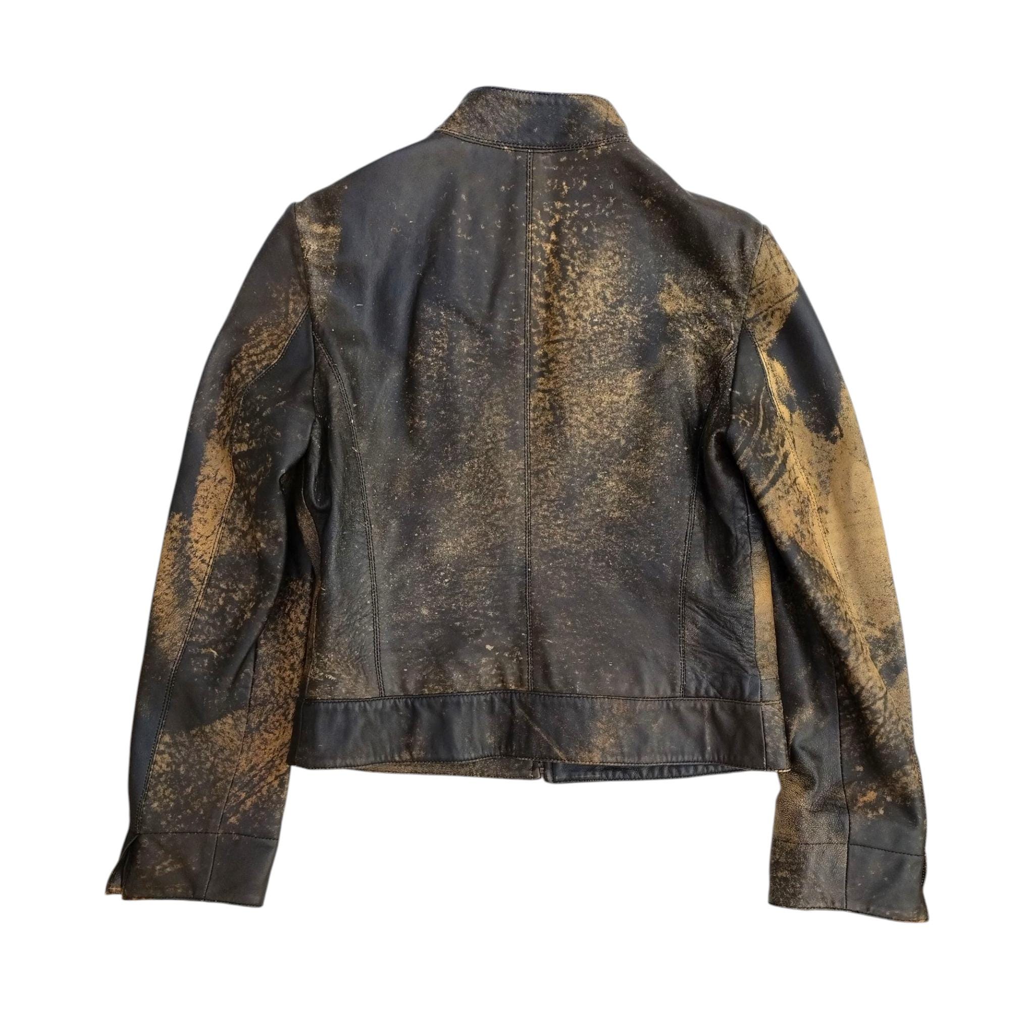 Archive Distressed Leather Moto Jacket - Etsy