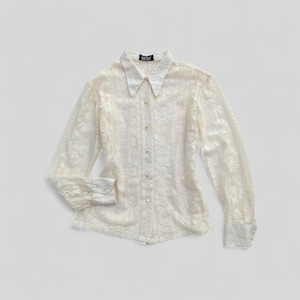 Archive 90s Sheer Floral Lace Blouse – Romantic Grunge – Medium