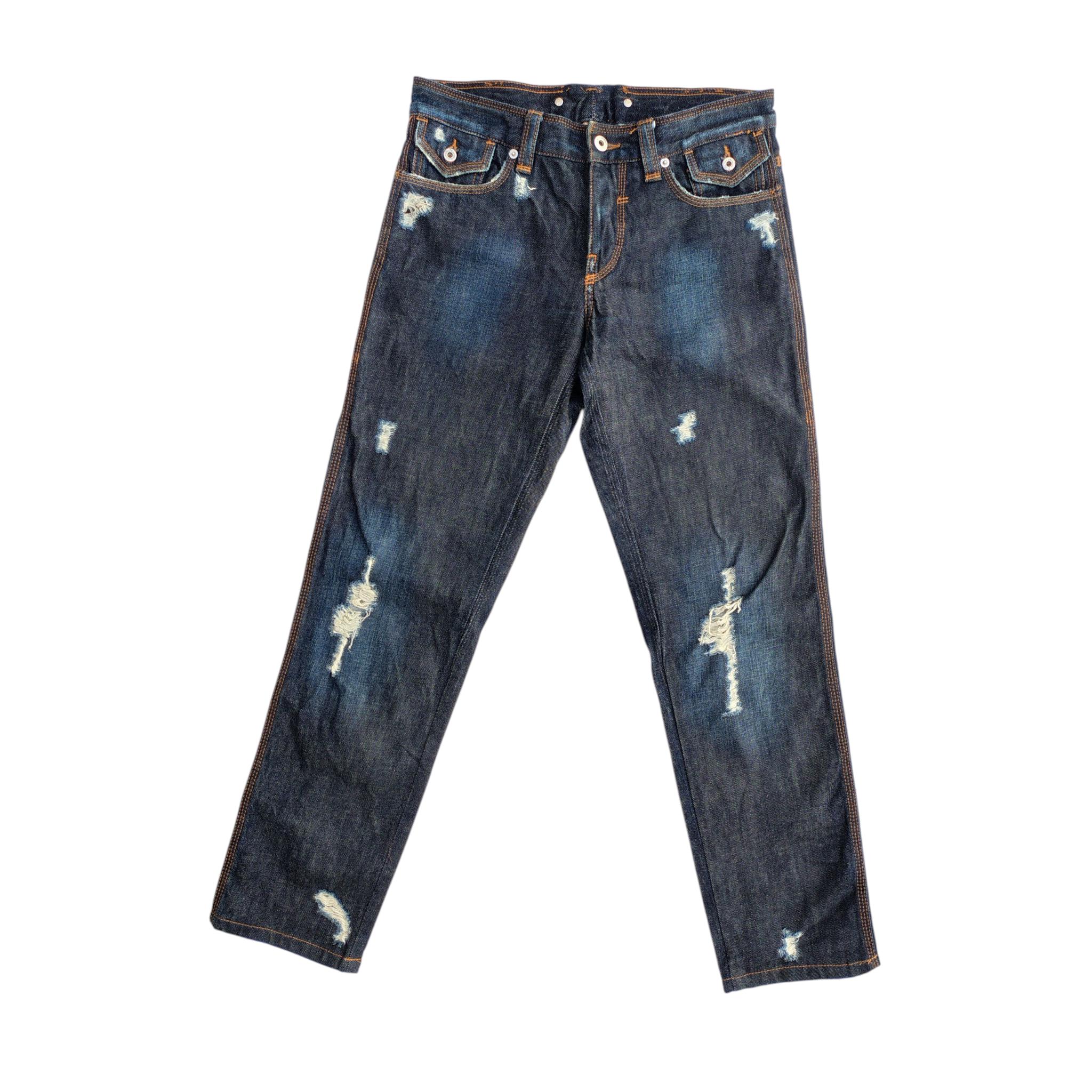 Dolce Gabbana Y2K Mens Jeans: Distressed Denim Pants Early 2000s 