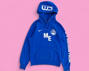 Vintage Nike Blue Football Hoodie – 2010s JFV Viktoria Fulda Training Sweatshirt – Y2K Sporty Streetwear – Size S