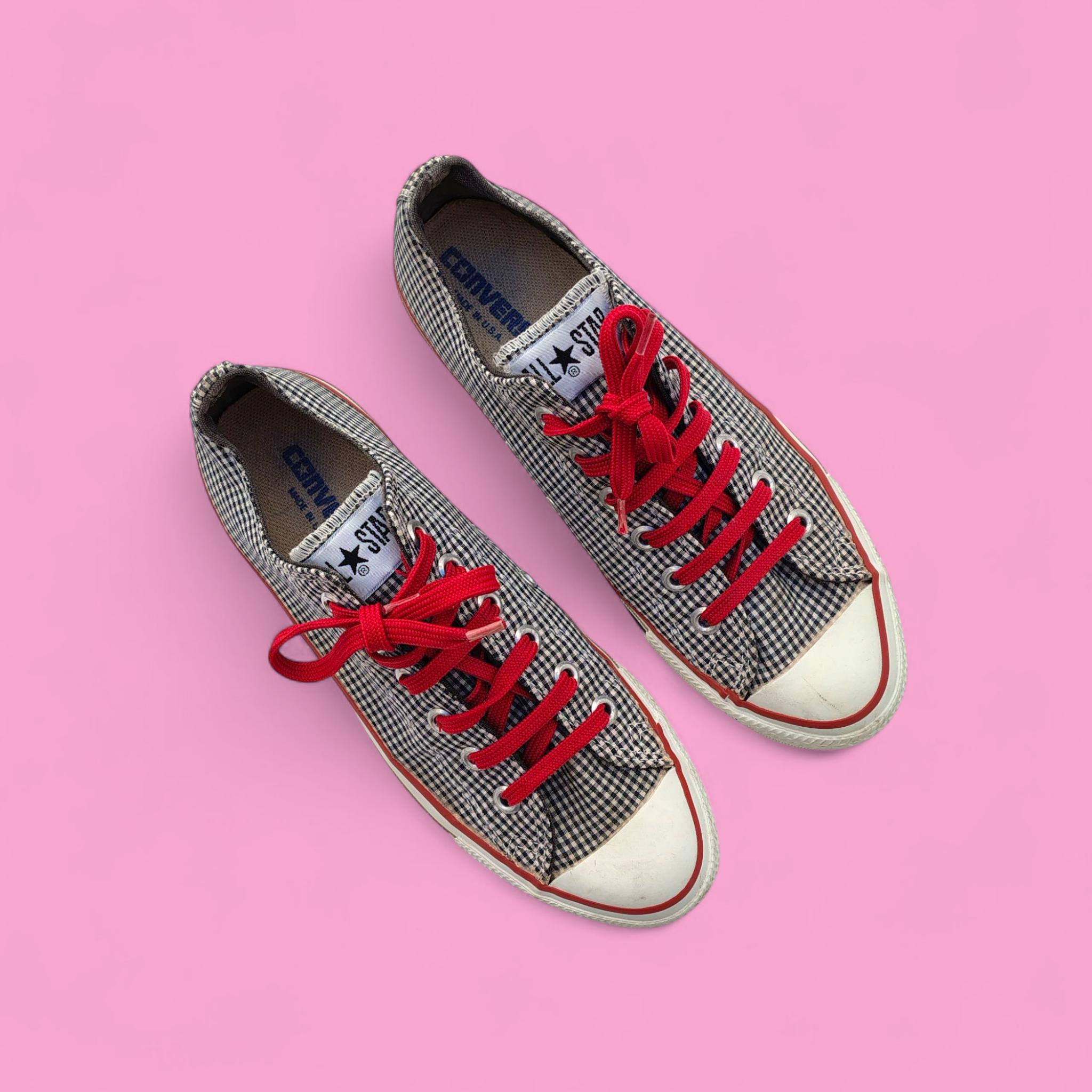 90s Converse Sneakers – Checkered Low Top, Made in USA, Grunge