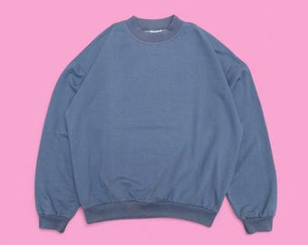 Vintage 90s Sweatshirt New Impulse, Size L, Blue Faded Oversized Crewneck, Soft Fleece Pullover, Retro Streetwear, Spain