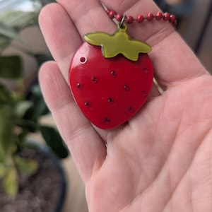 Strawberry Necklace, Necklaces, Cute Necklace, Unisex Jewellery, Fruit Jewelry, Strawberry, Gifts for Her, Birthday Gift, Berry Accessories