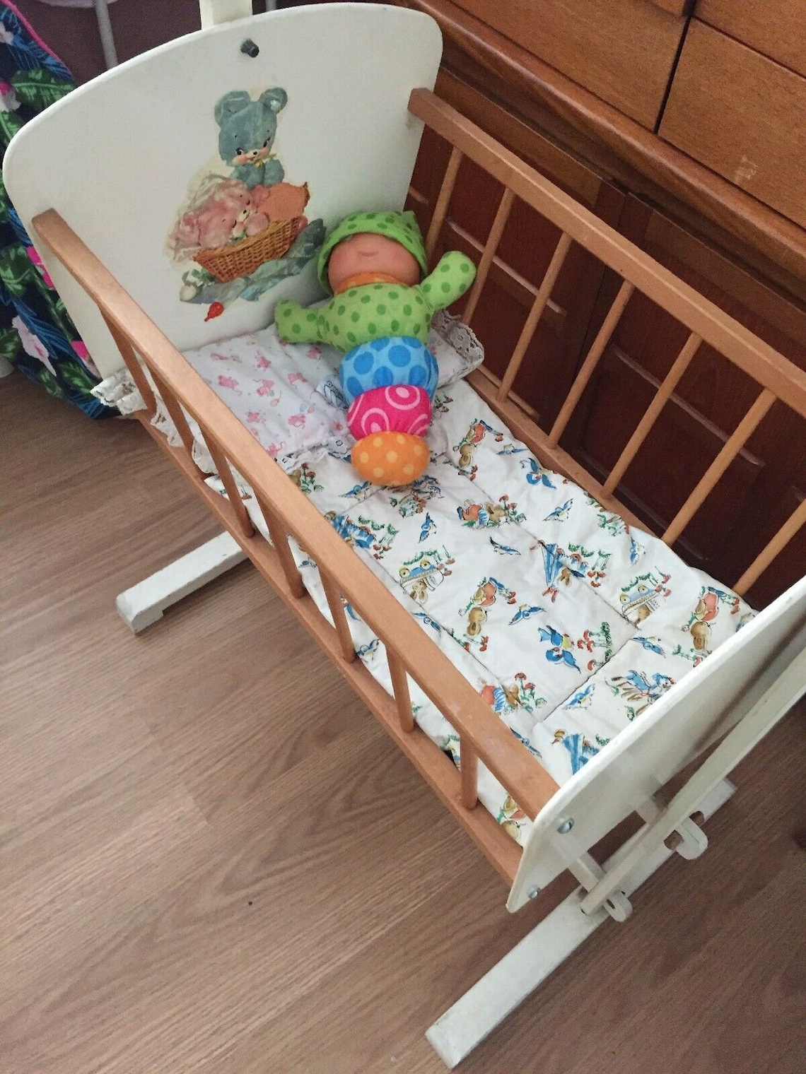 Vintage doll's cot swinging cradle 1960s doll teddy Etsy