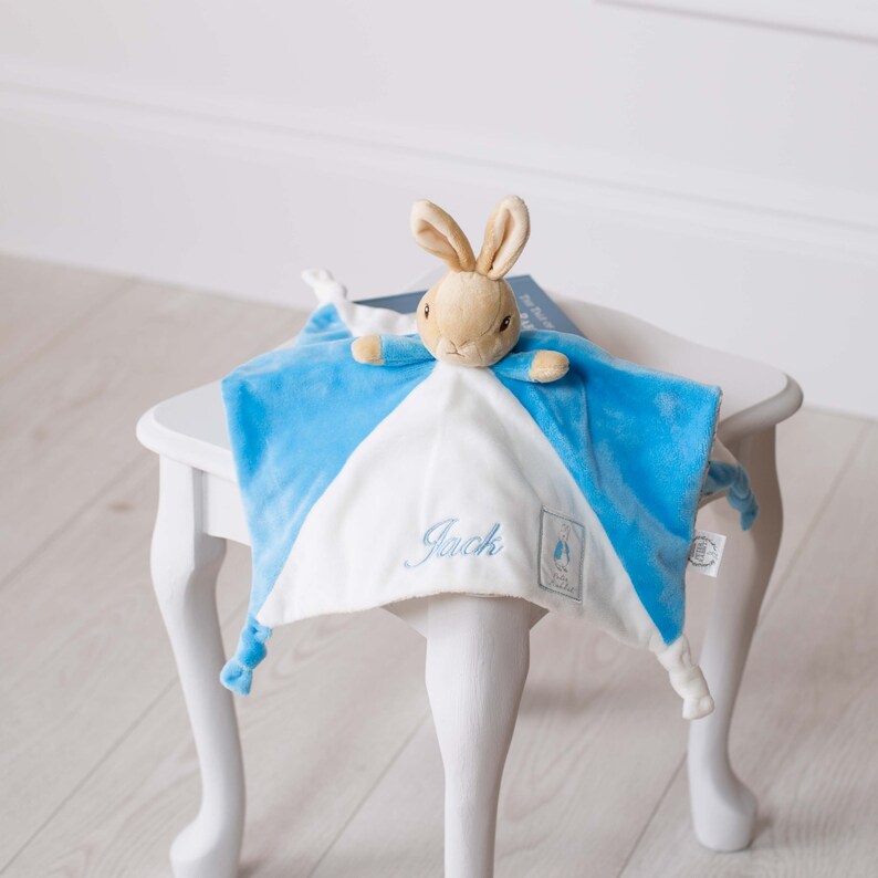 Peter Rabbit Personalised Blue Baby Comfort Blanket Etsy