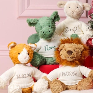 Personalised Date Jumpers/Sweaters to fit Jellycat, Steiff, Keel, Care Bears 31cm soft toys