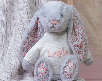 Personalised Jellycat Silver Blossom Bunny Soft Toy Etsy Ireland