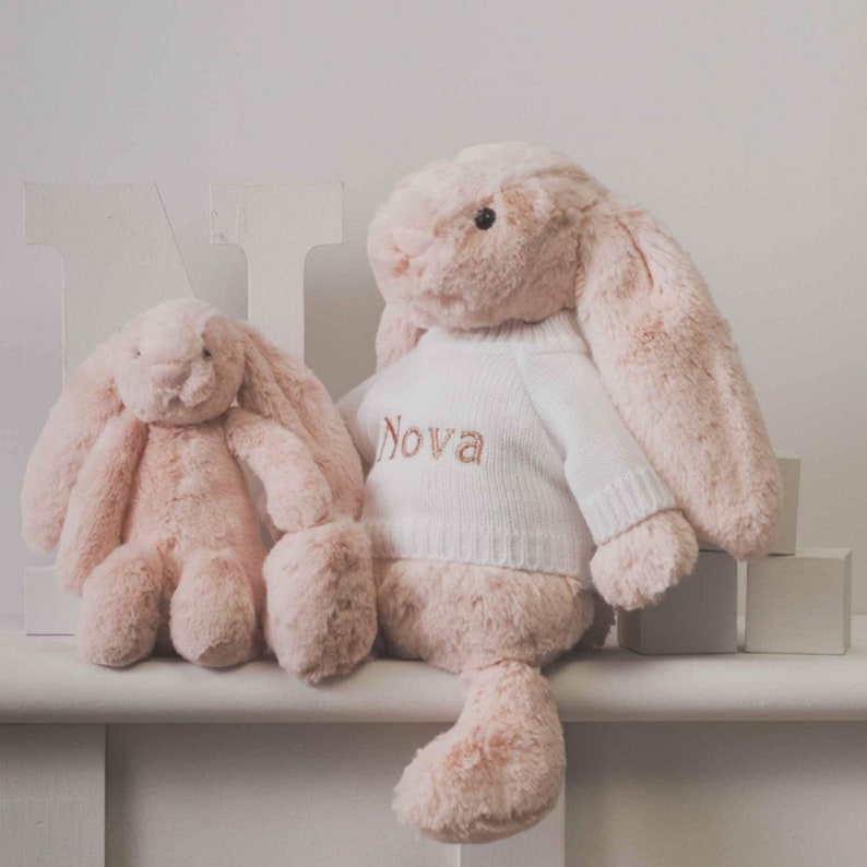 Personalised Jellycat blush pink bashful bunny soft toy | Etsy