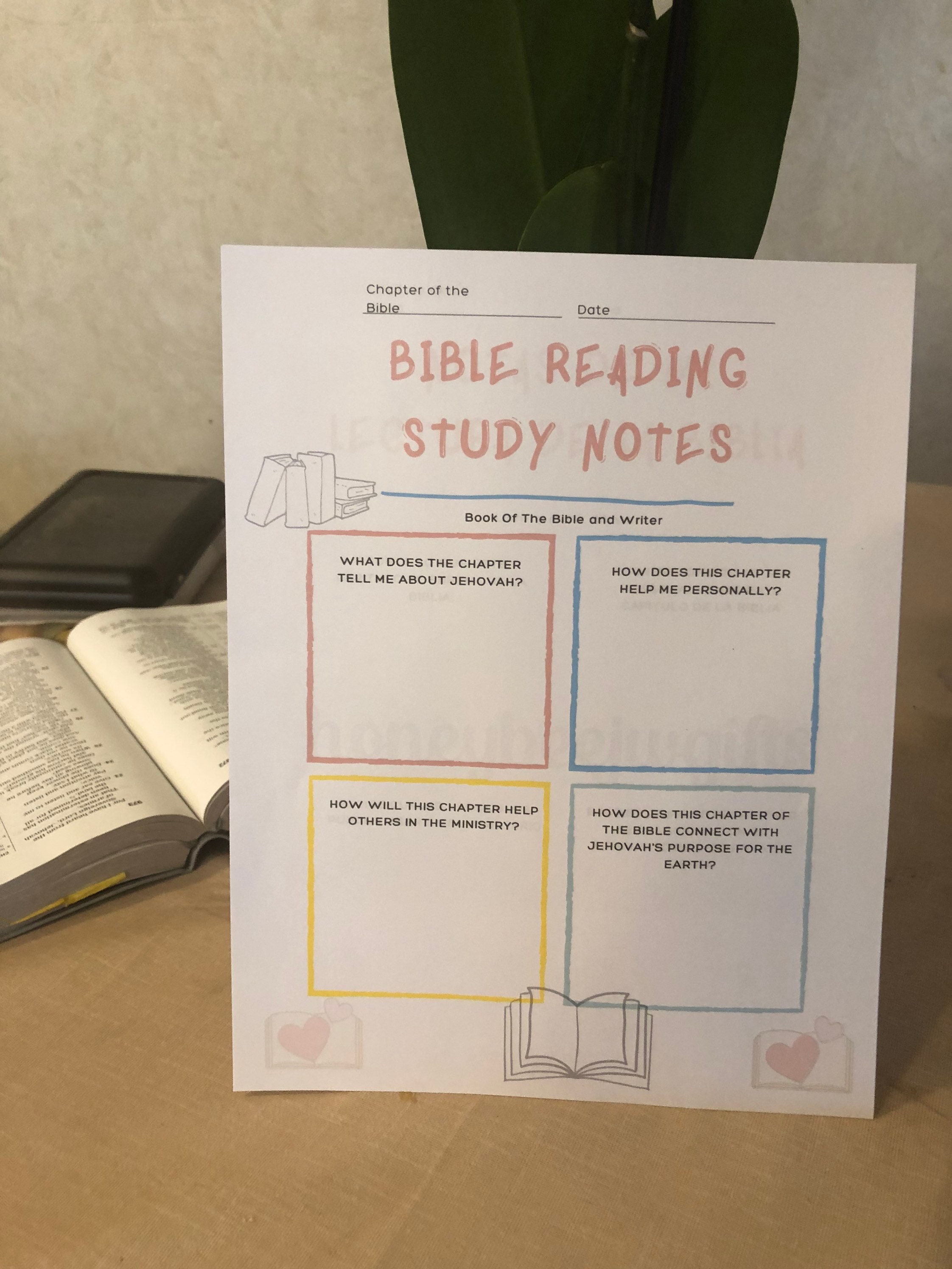 JW Homeschool Bible Reading Study Notes Worksheets in English and ...